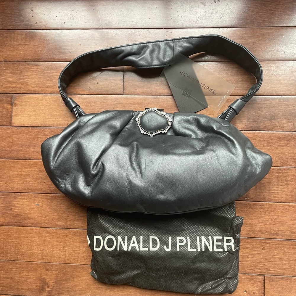 New Elegant Donald J. Pliner Grey Calfskin Dress Clutch- NWT, Genuine